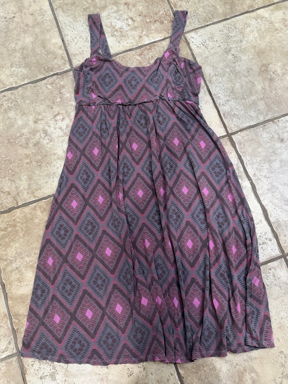 Fresh Produce Womens M Sundress Ikat Diamond Print Rayon Empire Waist USA Made